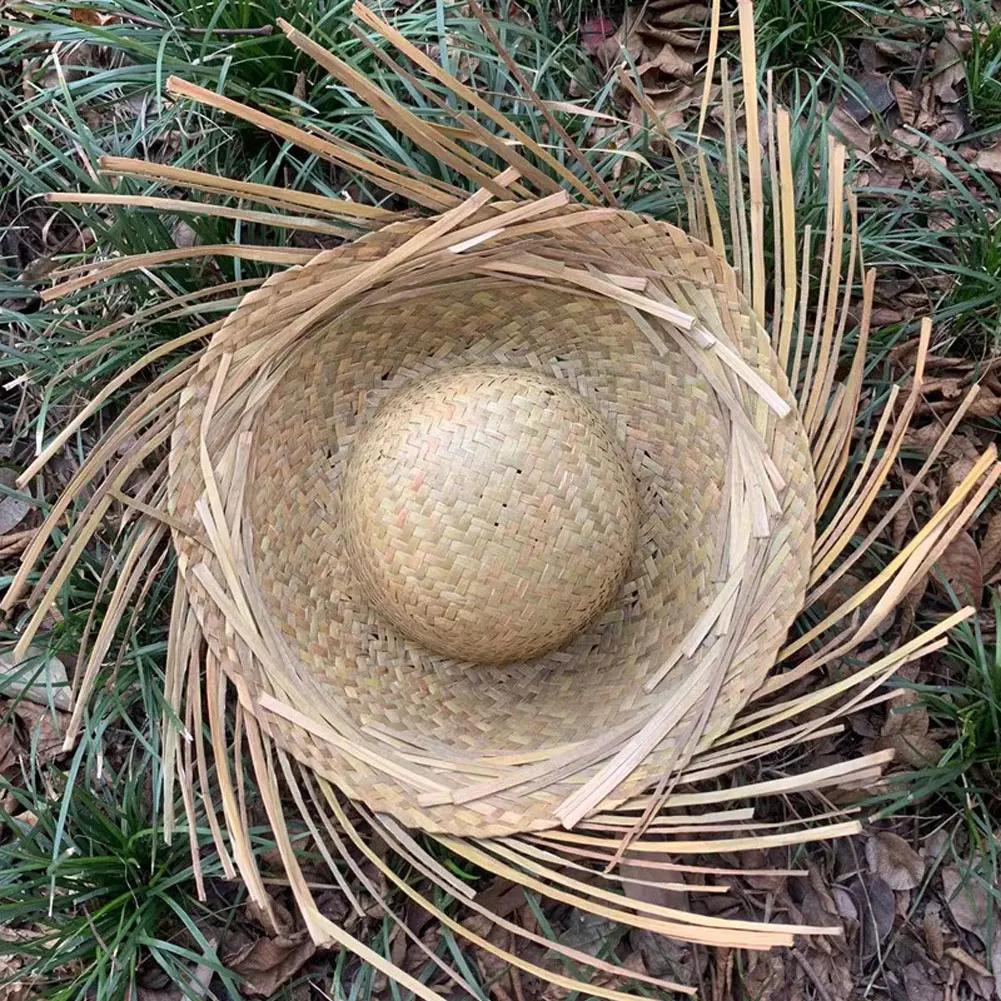 Hand Woven Straw Sun Hat Wide Brim UV Protection Travel Outdoor Hat Lightweight Breathable Sun Visor Hat Summer Travel Headwear