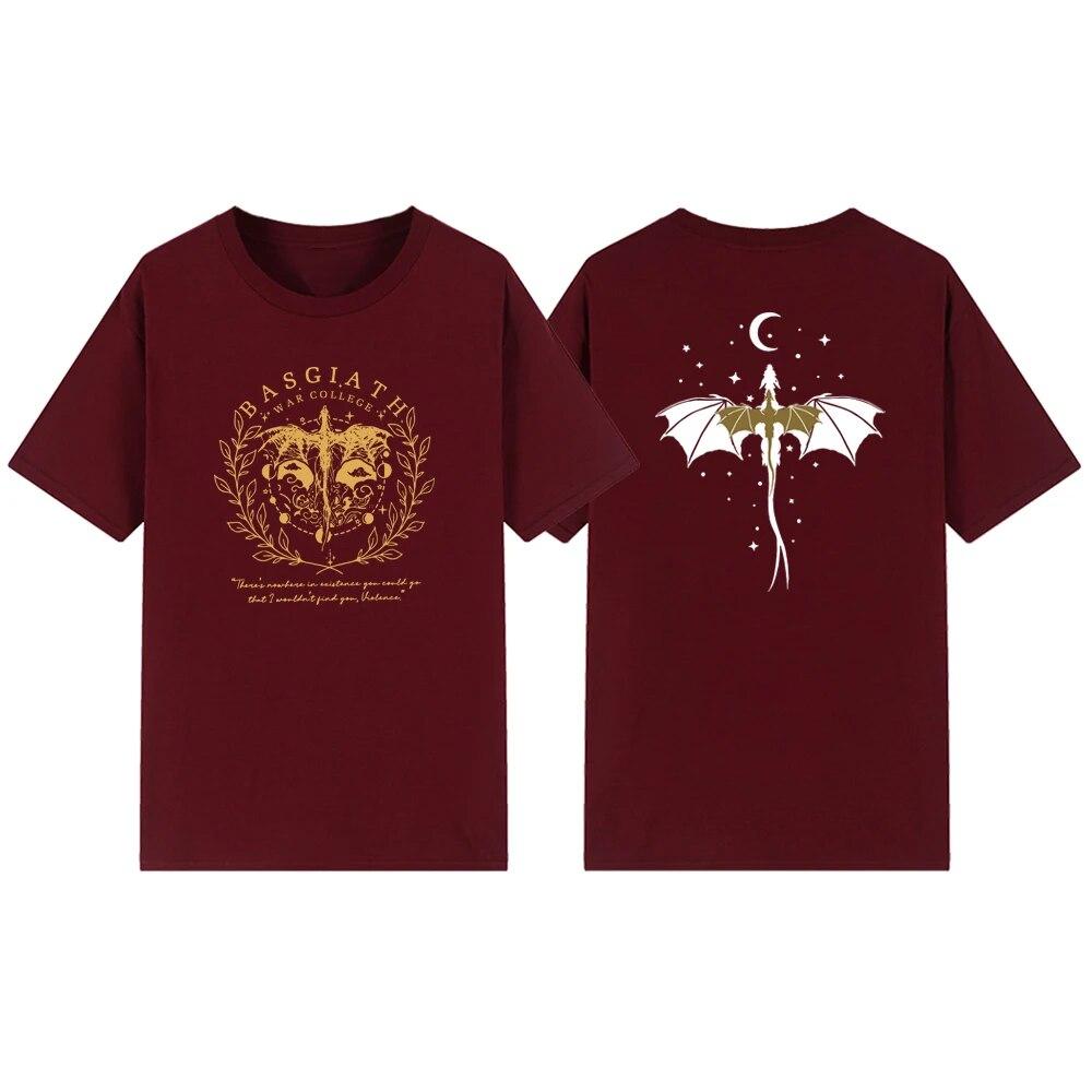 

Двусторонняя футболка «Четвертое крыло» Basgiath, футболка военного колледжа, женские футболки, винтажные футболки с короткими рукавами и графикой, футболка Bookish M бордовый