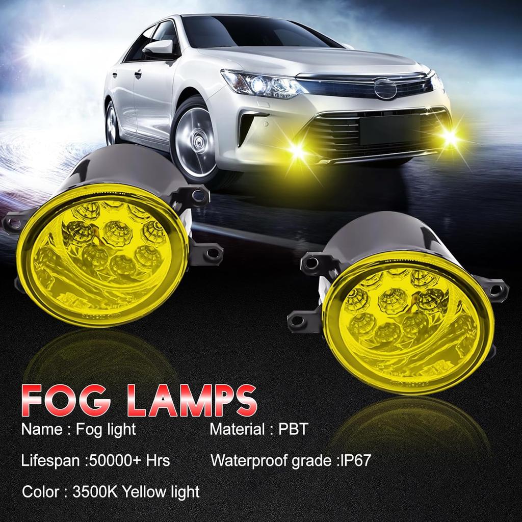 Fog Lights 3.5 inch OEM 19597300 For Toyota 4Runner 2010-2020 Front Bumper Fog Light Lamps, Yellow LED, 3500K Yellow Beam, Super Bright. 2-Pack