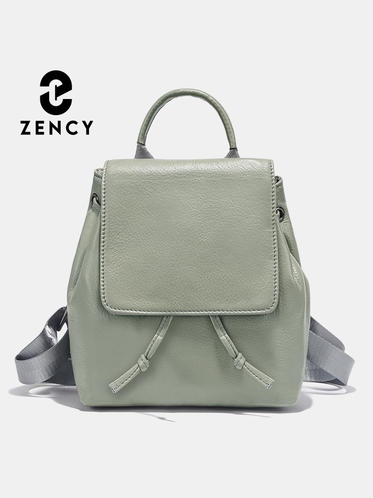 

Женский маленький рюкзак Zency из 100% натуральной кожи серый белый