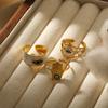 Minimalistischer Edelstahl Metall Hohl Teufelsauge Goldener Ring 18K PVD Beschichtet Einfacher Charm Schmuckzubehör Geschenk