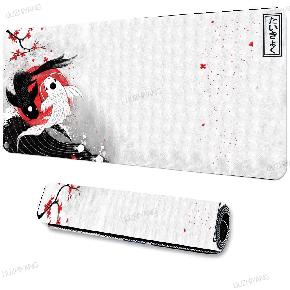 Yin-yang Fish Mouse Pad Black & White Sakura Office Laptop Desk Mat Game Accessories Mousepad XXL Rubber HD Gaming Long Desk Mat
