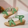 Fashion New Peep Toe Women Solid Color Wedge Sandals Ankle Buckle Non Slip Gladiator Shoes Woman Fashion Chunky Platform Sandalias Mujer