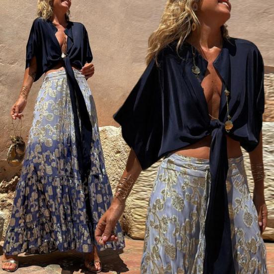 

Женская рубашка с рукавами «летучая мышь» и короткими рукавами, кардиган с завязками, базовый стиль для поездок на работу, однотонная свободная посадка, повседневная рубашка, топы для повседневной носки зелёный