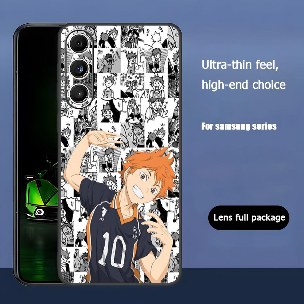 Haikyu Anime Shoyo Hinata Phone Case For Samsung Galaxy S25 S24 S23 S22 S21 S20 Plus Ultra Note20 Soft Black