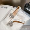 Black bow high heels women's 2025 new design sense beautiful sexy pointed temperament banquet stiletto shoes
