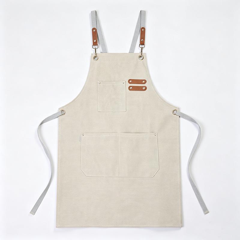 Stylish Cross-Back Waterproof Canvas Apron - Customizable for Coffee Shops, Kitchens, and Gardening