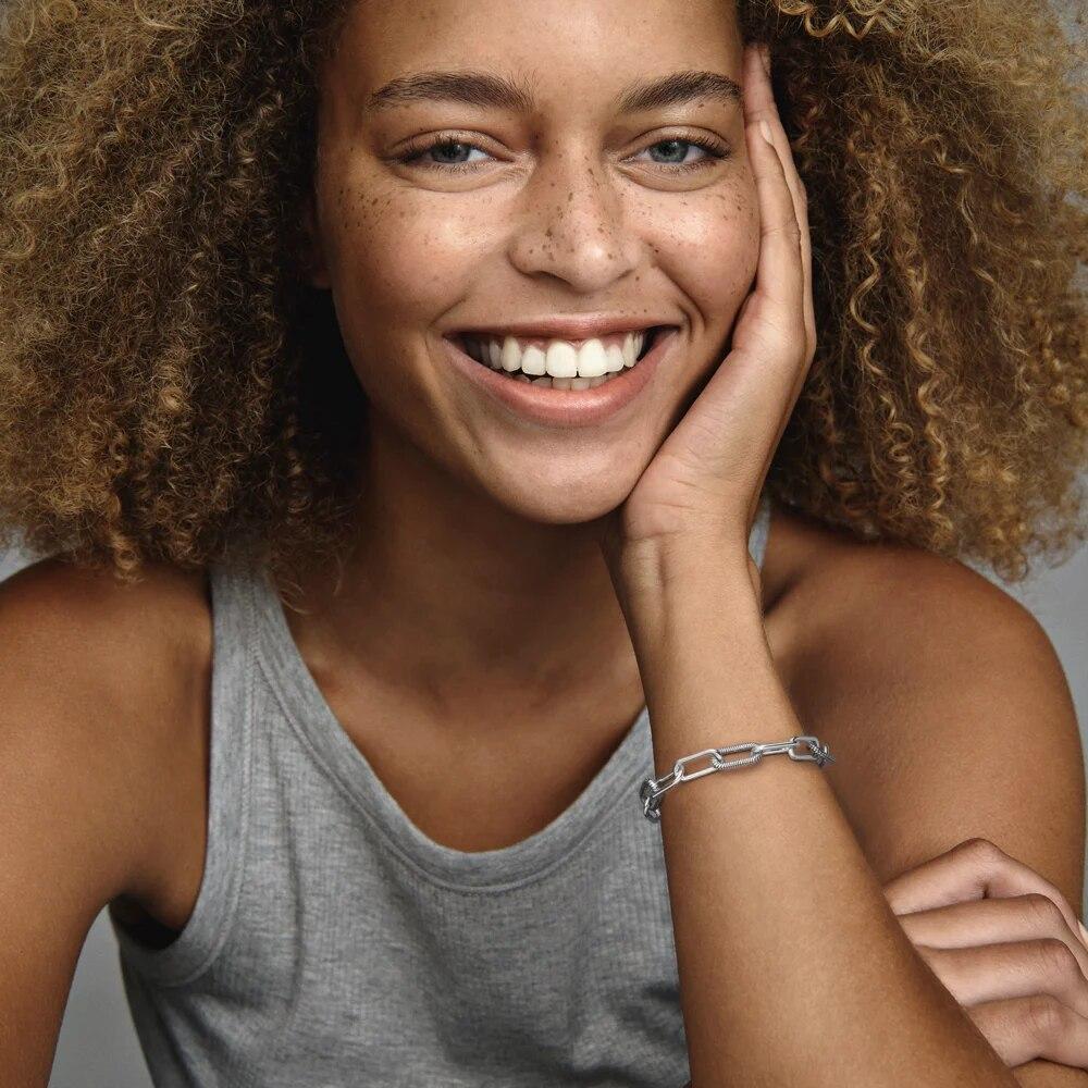 Bracelet en laiton plaqué argent pour femmes, chaîne à maillons en perles, bijoux fins, adaptés aux breloques, nouvelle Collection Me 2022