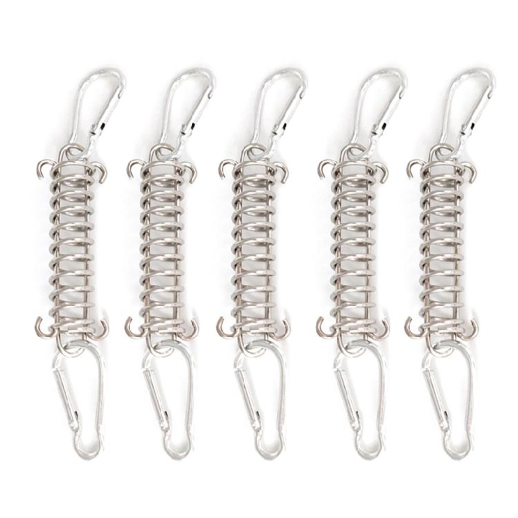 5pcs Camping Tent Spring Buckles Tent Spring Porch Swing Spring Buckles for Various Outdoor Setting серебряный