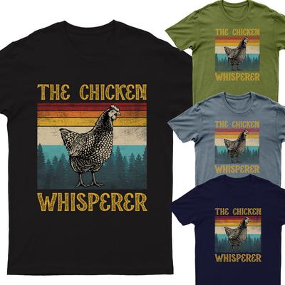 Chicken Whisperer Vintage Retro Farmer 100% Cotton T-shirt Mens Tees Top Mens Womens 100% Cotton T-shirt Mens Tees Top Top #P1#PR#D