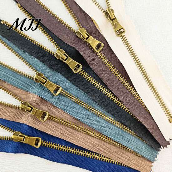 Non Separating Zipper 20Pcs Retro Bronze Closed-End Set, Heavy Duty Metal Y-Teeth Sewing Tape Replacement, for DIY Handbags Pockets Set