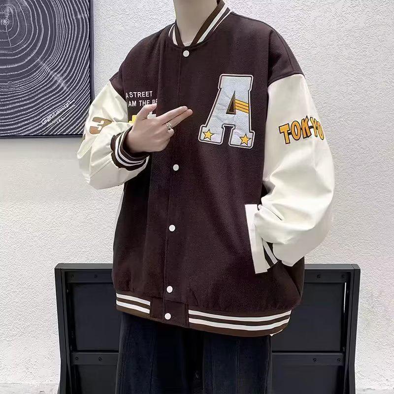 2024 Men's Trendy Patchwork Baseball Jacket: Spring & Autumn Youth Casual