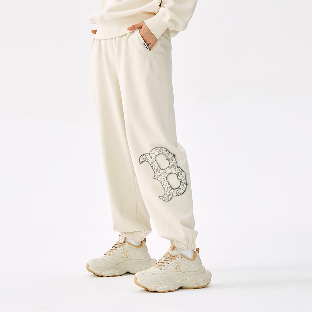 New MLB Boston Red Sox Basic Collection 25FW Knitted Sweatpants Unisex Standard Ivory 3APTB1454-43CRS