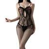 Hollow mesh lingerie, transparent one-piece mesh outfit, European and American plus-size one-piece fishnet stockings