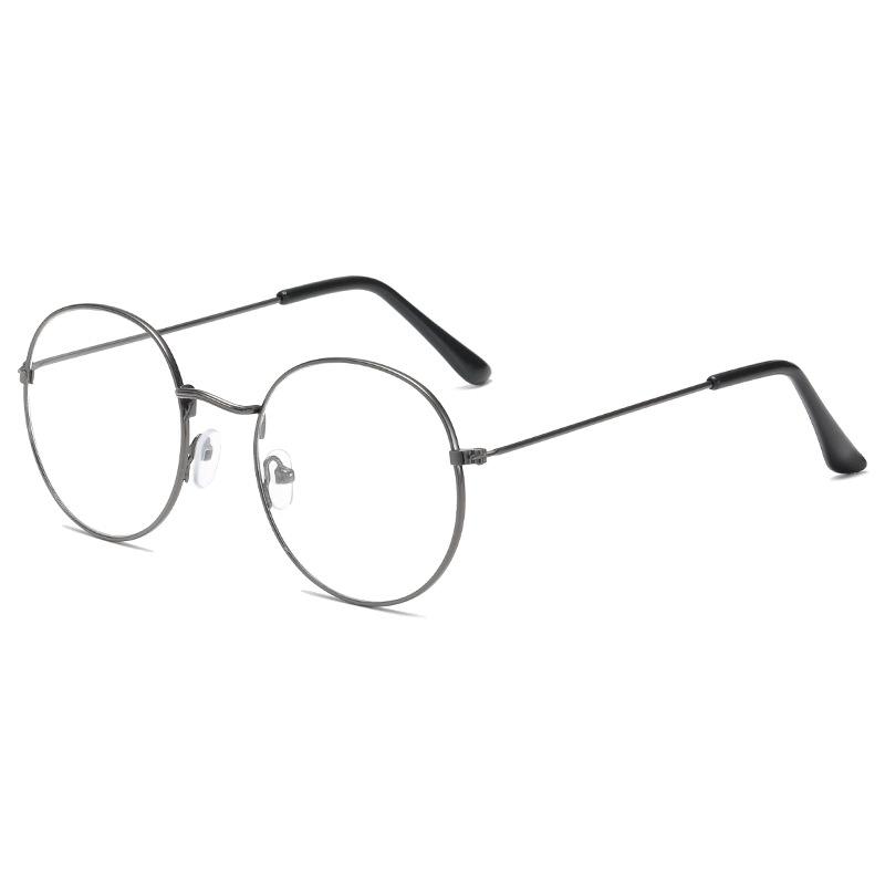 Retro Glasses Frame Men's and Women's Korean Version Tide Literary Round Flat Mirror Metal Frame Can Be Equipped with Anti-radiation Myopia Glasses