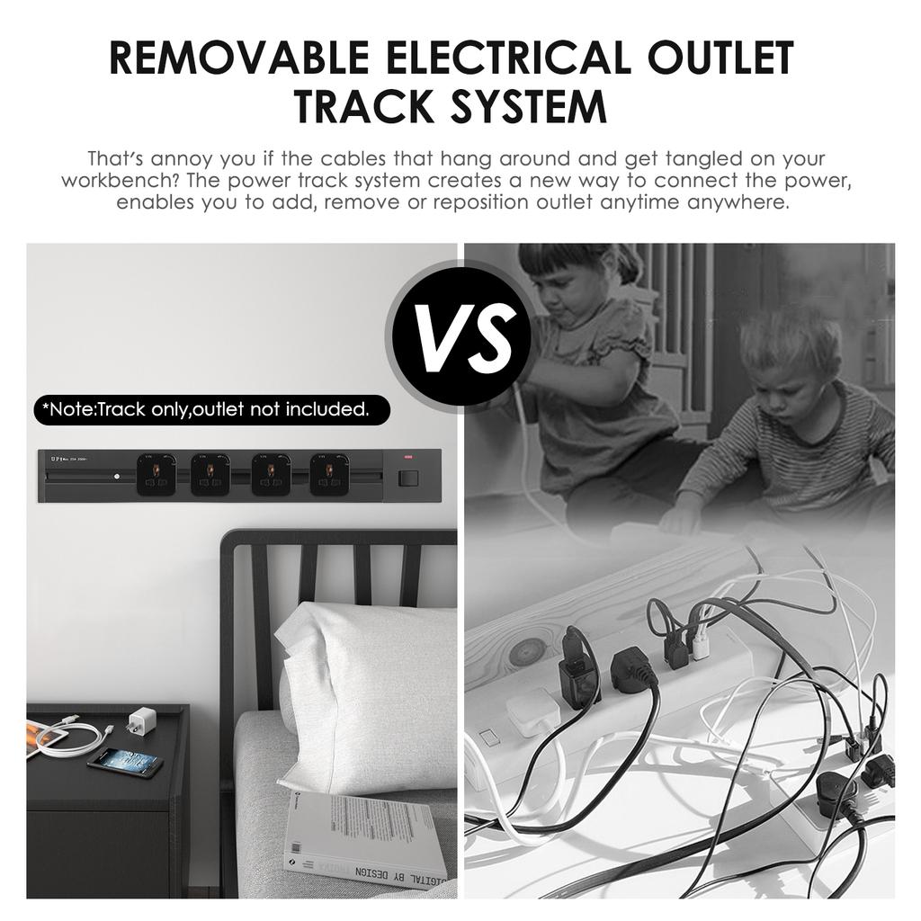 Electrical Outlet Track Wall Concealed Power Outlet Track 60cm Aluminum Alloy Kitchen Sockets Track