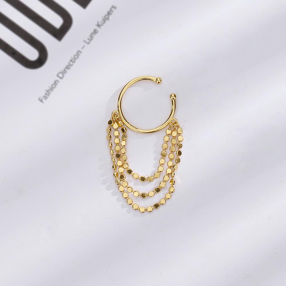 Long Chain Irregular Line Earclip Without Hole Earring for Women Simple Fake Piercing Earcuff Ear Accessories Zircon Party Gift