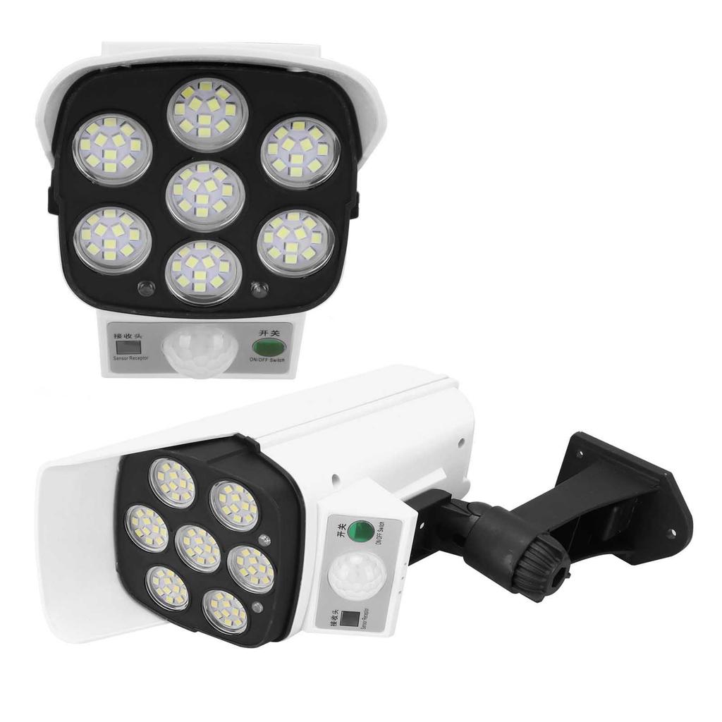 Solar LED Wall Light Simulated Camera Induction Lamp Remote Control Garden Street White Light