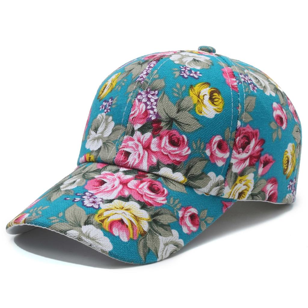 Modische Baseballkappe mit Rosen-Blumendruck für Damen, Sonnenschutz, Sonnenschutz, Blumenkappe, Sonnenhut