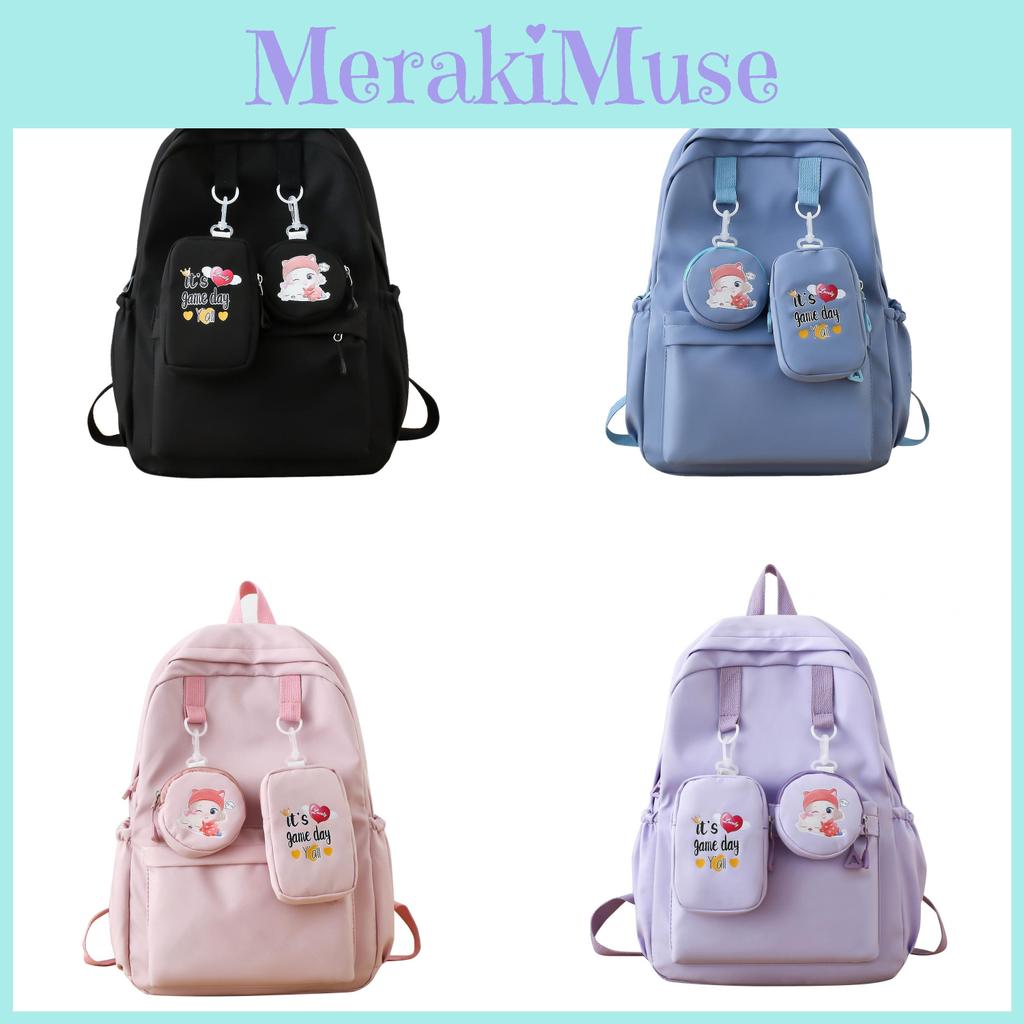 Print Girl Oxford Backpack Breathable Laptop Compartment School Use Students