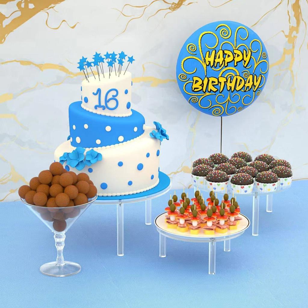 Acrylic Cake Stands, Round Cupcake Holder for Dessert Table, Party Display Stand Serving Platter for Wedding Birthday Party