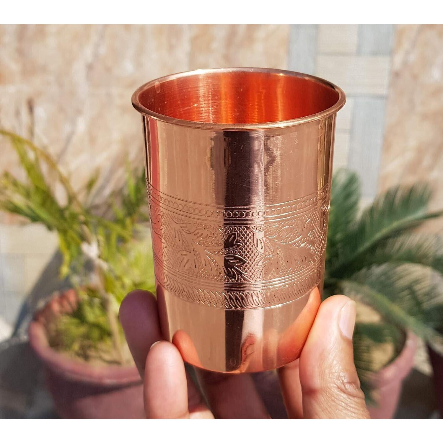 @ Copper Small Tumbler For Serving & Drinking Water Set Of 4  300ml K472 Zr590-60%Off