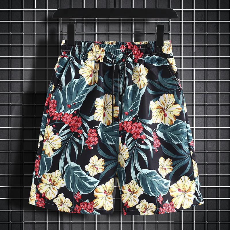 Versatile Men's Quick-Dry Shorts & Floral Shirt Set - Retro Hainan Island National Trend