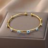 18K Gold Geometric Blue-Eyed Evil Eye Bracelet - Colorful and Versatile.
