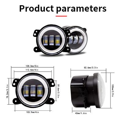Car Led 4 Inch Front Bumper Fog Light For Off-Road With/Without White Yellow Halo Ring Drl Angel Eyes Lamp 30W Fog Lights