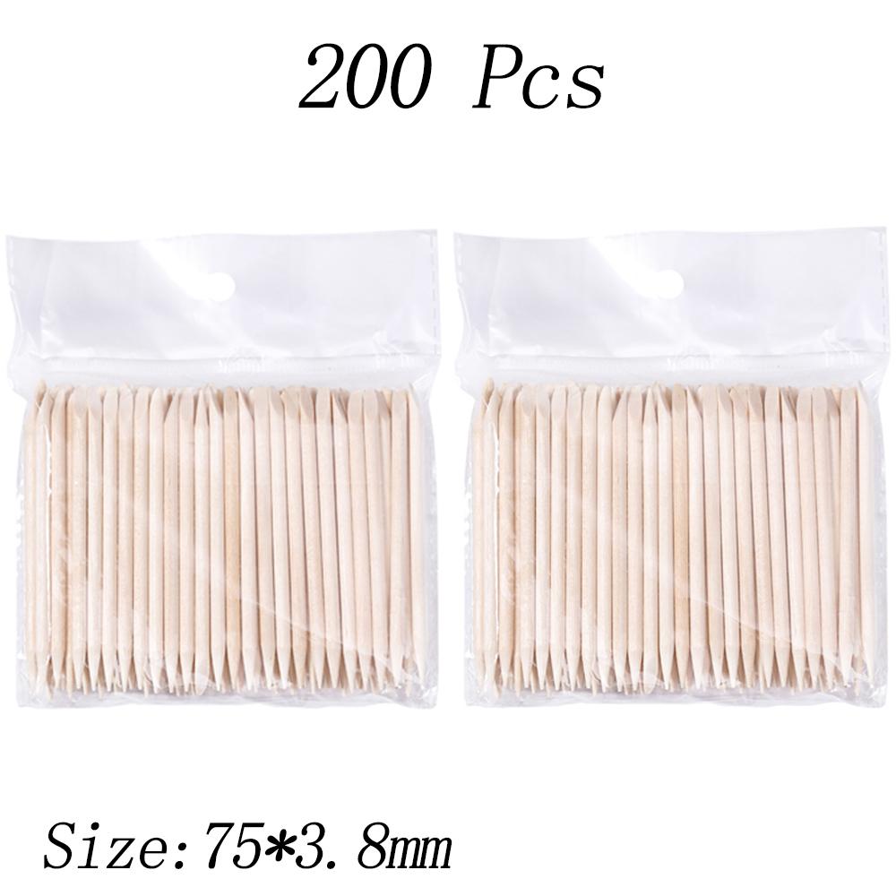 

200PCS Wood Cuticle Pusher Remover Manicure Nail Art Tools Beech stick Rhinestones Picker Bead Pusher Manicure Pedicure Care