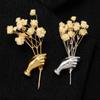 Versatile Hand-Shaped Corsage Brooch Creative Vintage Hand-Held Bouquet Pin Gift