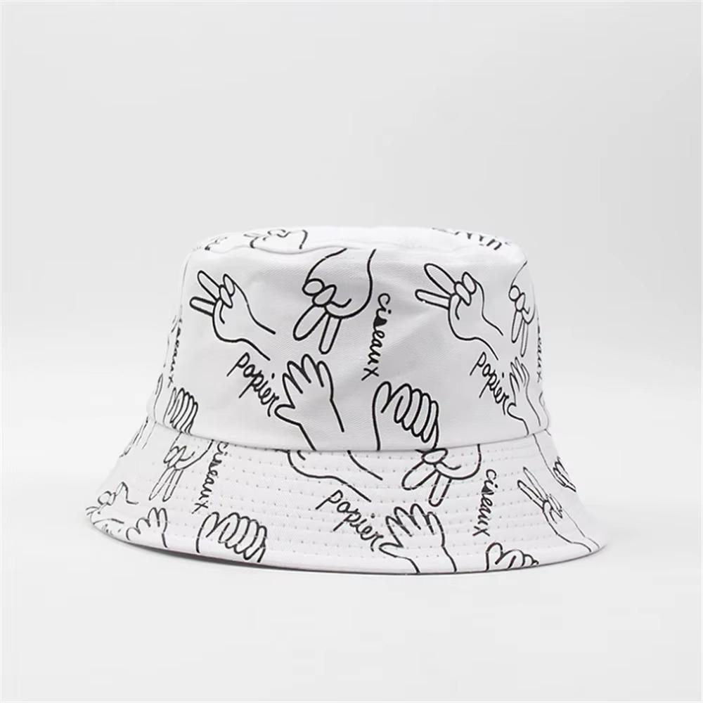 Breathable Wide Brim Hat Lightweight Bucket Hat New Graffiti Fisherman Cap Outdoor белый