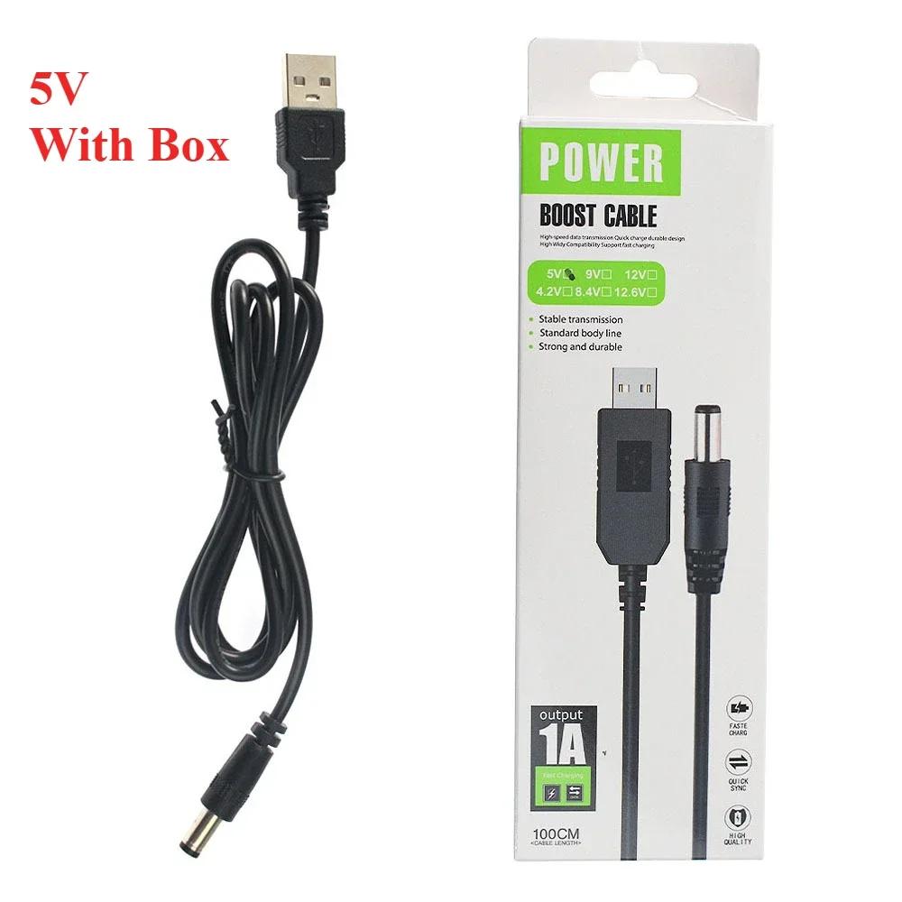 USB Power Boost Line Module DC To DC 5V 9V 12V Step-up USB Boost Cable Adapter Cable Converter 5.5mm*2.1/2.5mm Plug Box Packed