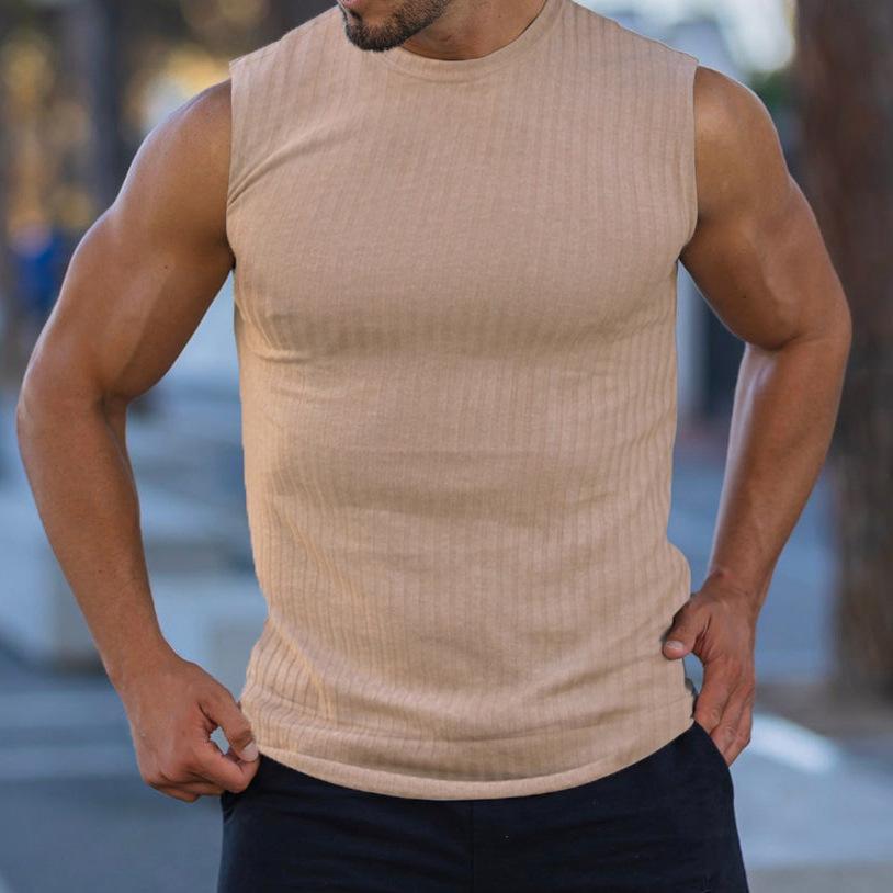 Summer Knitted Vertical Stripe Fitness Fit Tank Top For Men'S Running Vertical Stripe Tank Top