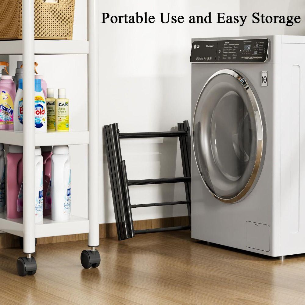 Überdimensioniertes 3-stufiges Wäscheständer Leichtes Metall Ausziehbarer Kleiderständer Zusammenklappbar Rostfrei Boden-Trockenstange Camping