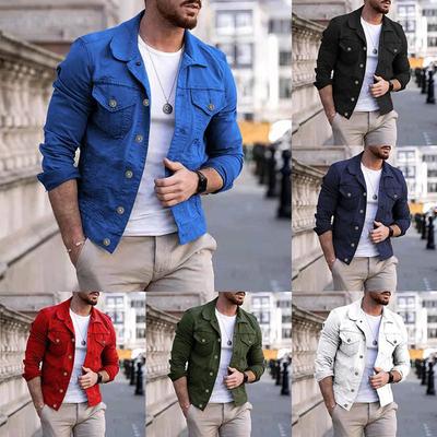 Jachetă de blugi casual la modă pentru bărbați, croială slim, cu design multi-buzunare, pentru primăvară/toamnă