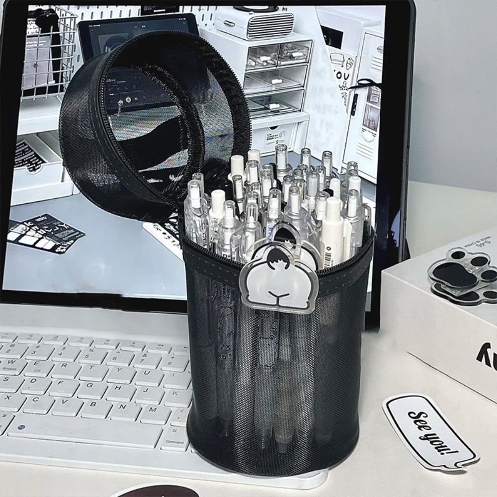 

Pen Holde Type Pen Bag Portable Pen Box Transparent Stationery Organizer School Office чорний