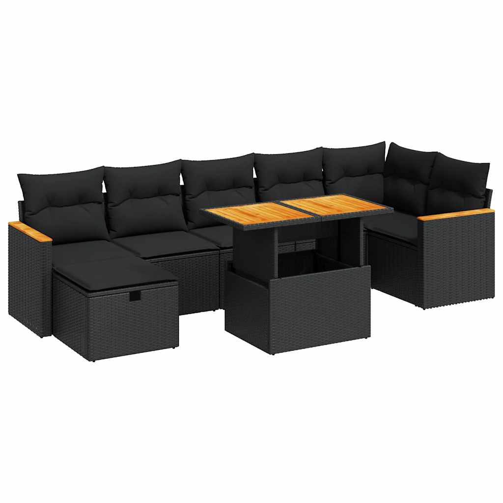 Vidaxl 5-Cz. Tuin Lounge Set, Kussens, Zwart Rotan PE