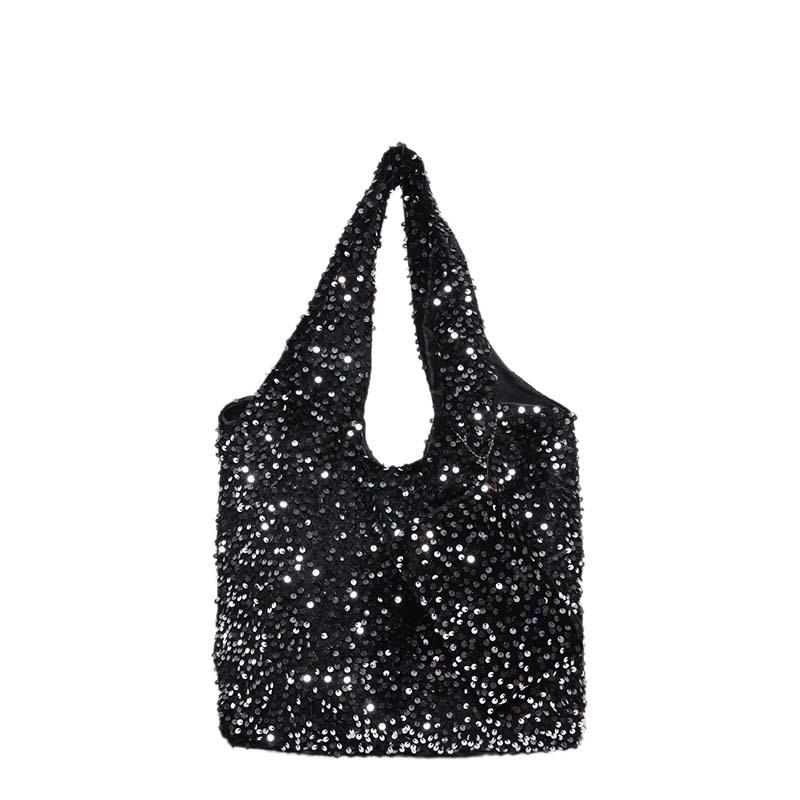 High-value sequined niche tote bag 2025 new fashion trendy and versatile foreign style starry sky shining shoulder handbag