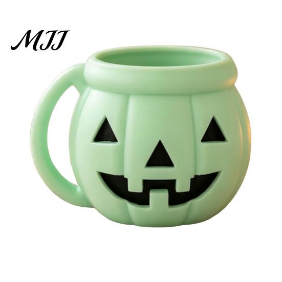 Cute Pumpkin Shape Organizer Halloween Ice Cream Cup with Spoon, Keeps Hands Warm Dessert 3D Printed Decor Cup, PLA Creative Sleeve for Home