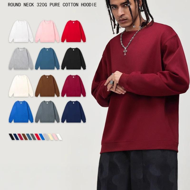 Unisex Autumn 330g Cotton Men’s Solid Hoodie Fashion Large Size Thin Men Women Pullovers Breathable O-Neck Sweatshirt Casual Oversized Male Clothes