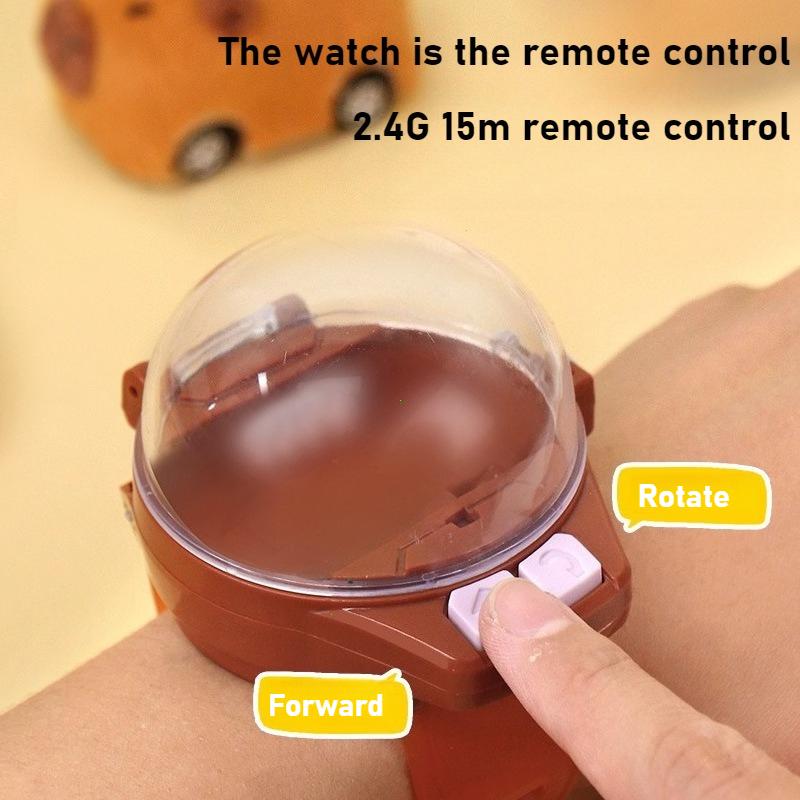 Capybara Kids Watch Remote Control Car 2.4G Rc Wrist Car With One-Key Pop Cover Dustproof Rechargeable Gift For Boys Girls