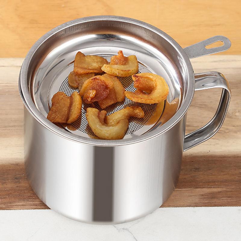 Stainless Steel Grease Strainer Oil Soup Separator Convenient Multi-use Oil Filter Storage Pot for Home Kitchen Gadgets