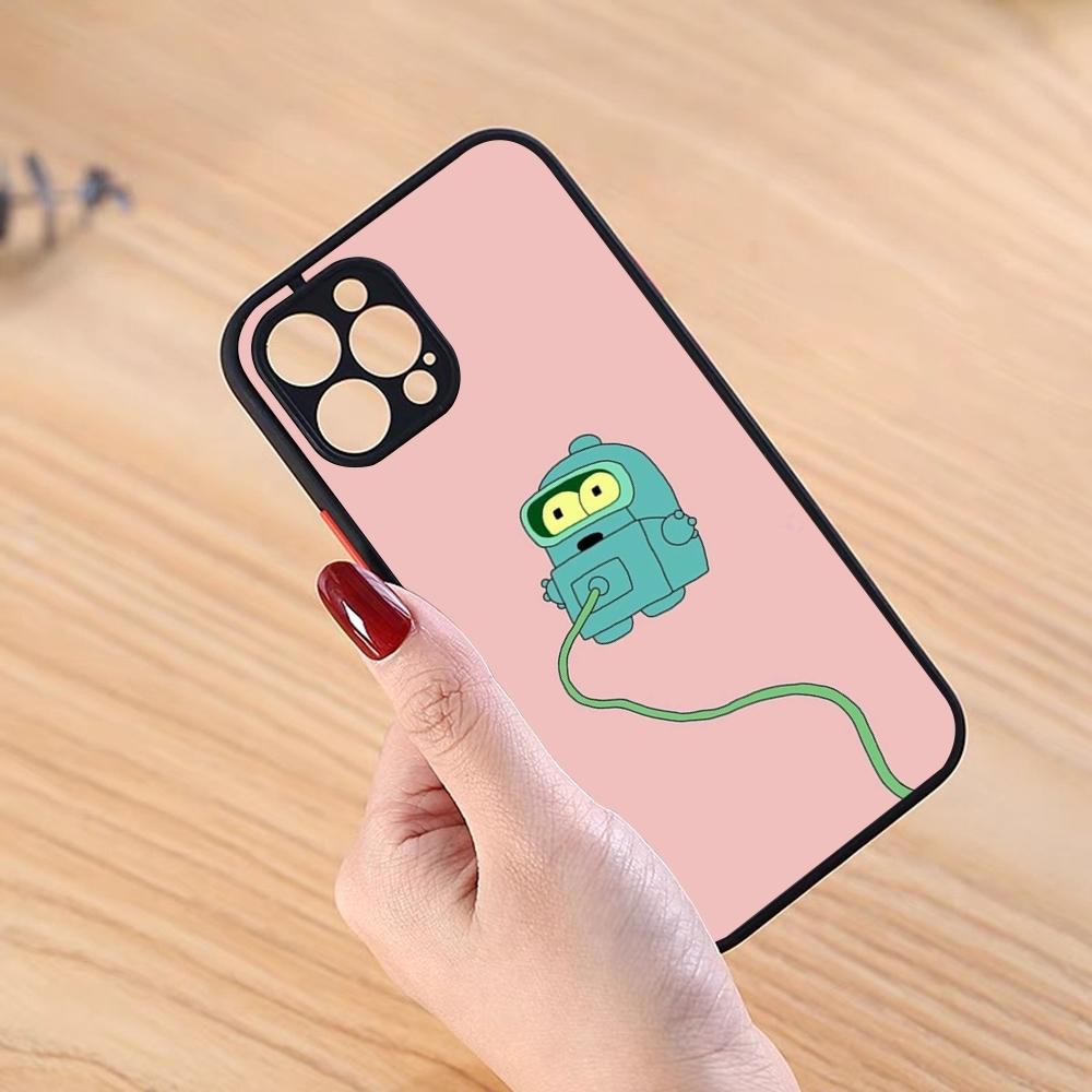FuturamaEs Cartoon Phone Case Black Matte For IPhone 16ProMax 15 13 12 11 14 Pro Max Mini Plus SE2020 XS Max XR Cover