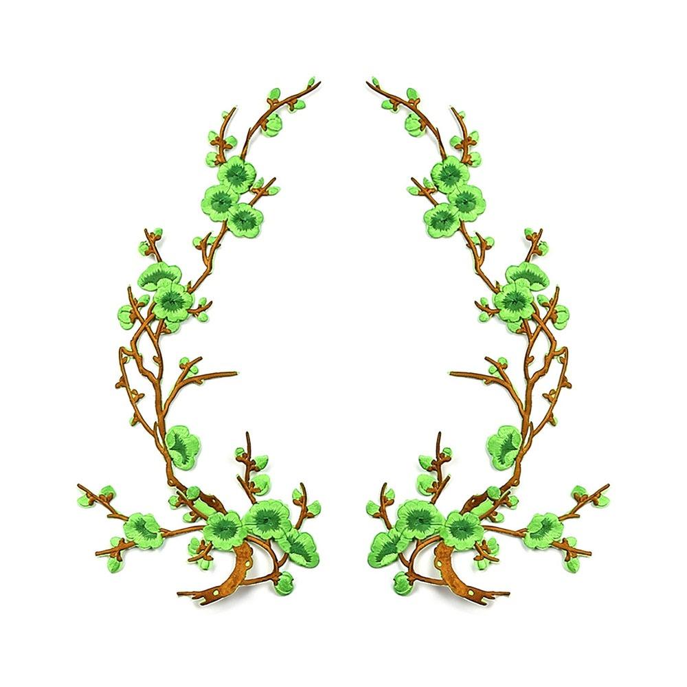 Hot Melt Adhesive Cherry Blossom Iron On Patches DIY Branch Embroidery Applique Clothing Repair
