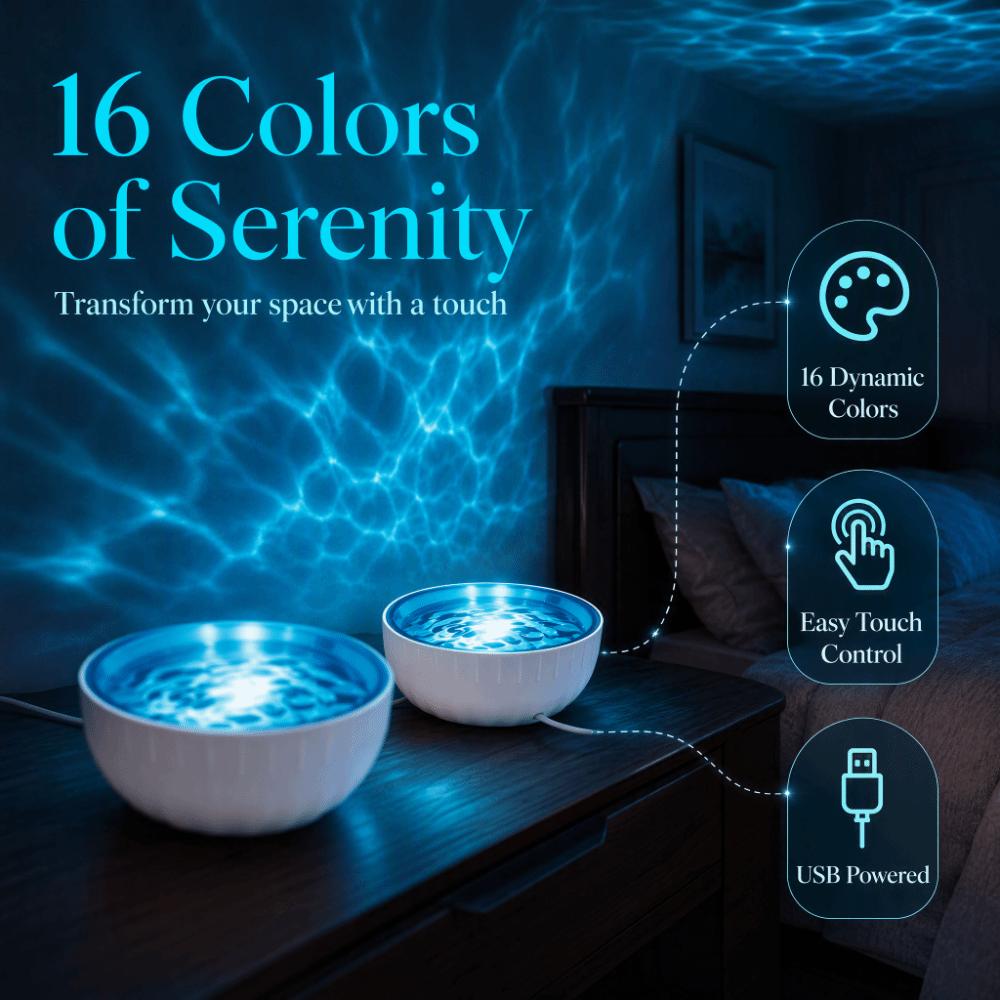 Dynamic Water Ripple Water Ripple Ambient Lamp 16‑Color RGB Projection Lamp Home Decor