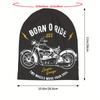 Biihudu Skull Beanie - Black Motorcycle Design With "Born To Ride" & "Two Wheels Move Your Soul" Print, Stylish Polyester Knit H