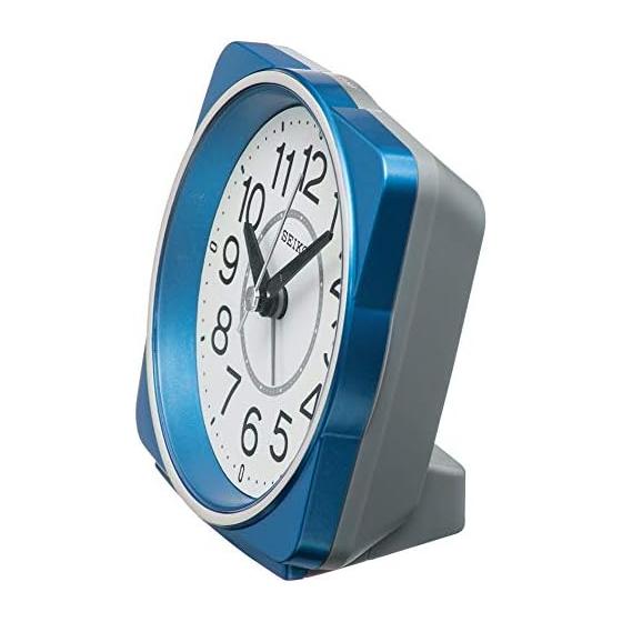 Seiko Clock Table Clock Blue Metallic Body Size: 10.8 X 11.0 X 6.0cm Alarm Clock Radio Analog KR335L