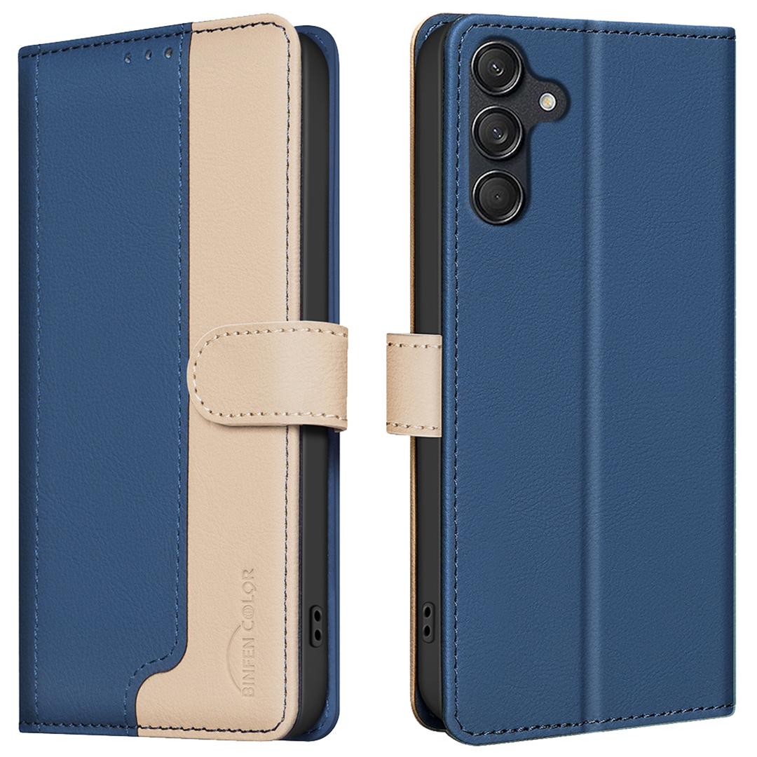

BINFEN COLOR BF33 For Samsung Galaxy A05s 4G Case Leather Phone Cover Dual Color Splicing Blue