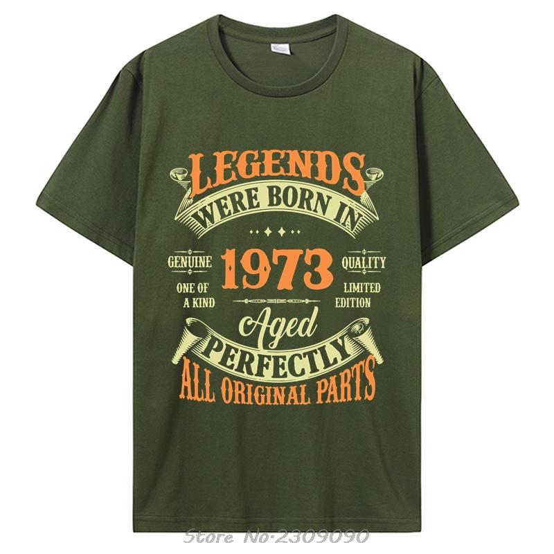 49th Birthday Tee Vintage Legends Born In 1973 49 Years Old T-Shirt for Unisex O-Neck Clothing Father's Day Gifts Mama Tshirt